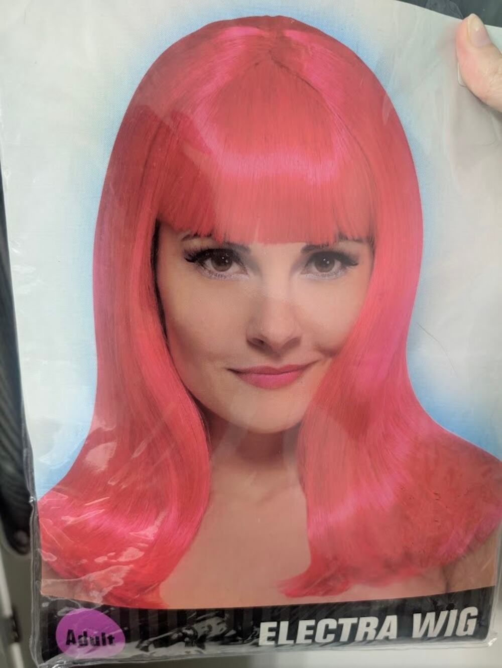 Pink Electra Wig Lob with Bangs Womens Adult Neon Cosplay Costume Halloween New